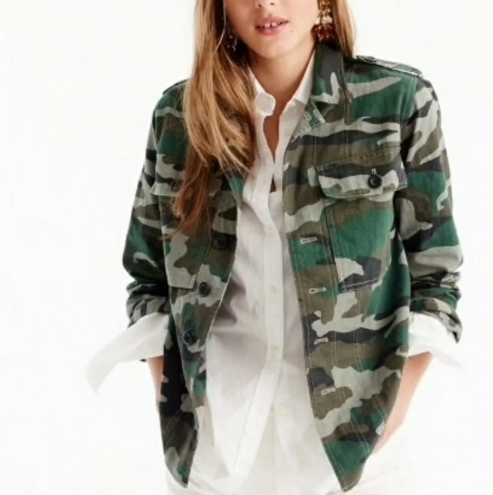 J. Crew Green Camouflage Utility Shirt Jacket